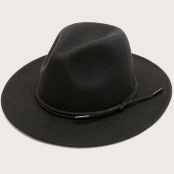 1 LEFT Felt Trilby Hat BLACK Fedora Wide Brim Hat - Picture 4 of 7